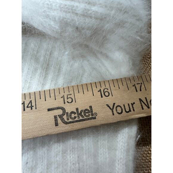 Angora Fuzzy Vintage sweater White turtleneck Pullover side zipper Sz S/M - Picture 4 of 11